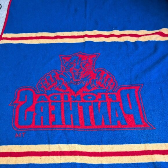 Biederlack Florida Panthers Throw Blanket Fleece Blue Red Made in USA - Picture 8 of 11